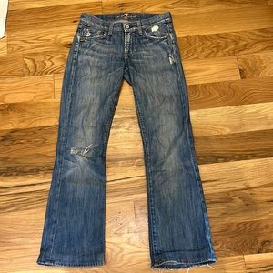 7 for all mankind boot cut distressed jeans, size 26